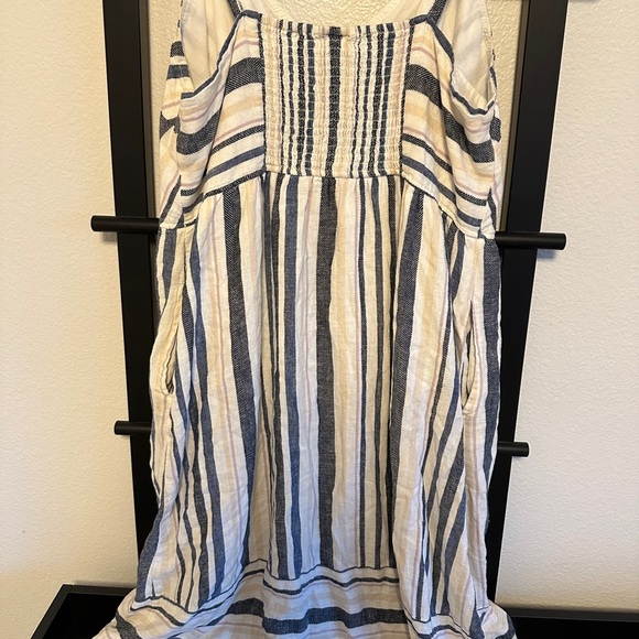 Vintage Blu Dahlia Women's Midi Dress Size XL White Blue Striped Cottagecore - Picture 4 of 5